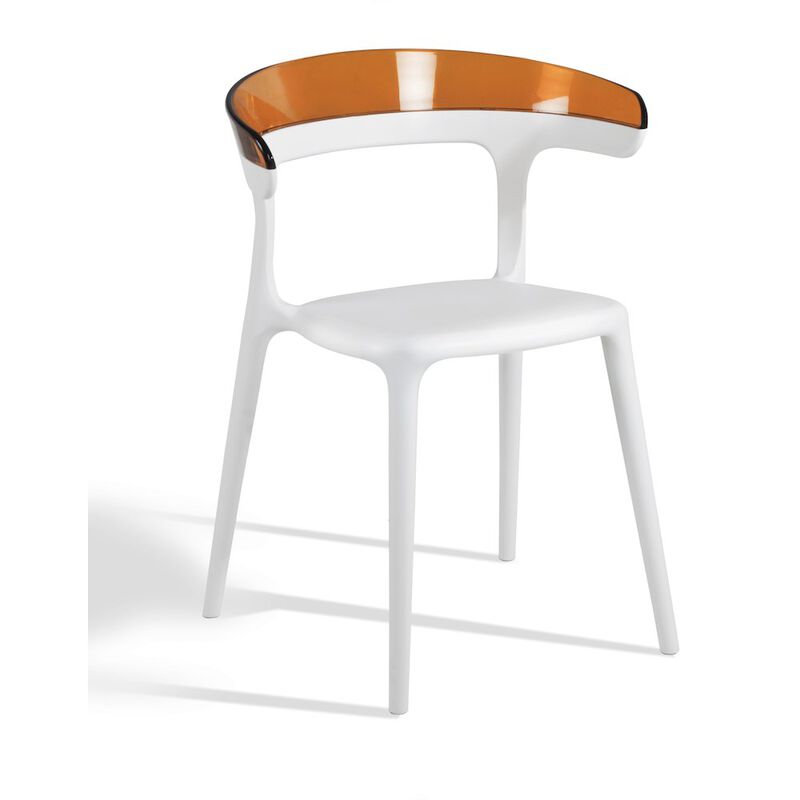 Omax Decor Mia Resin Patio Dining Chair in White and Orange - (Set of 2)