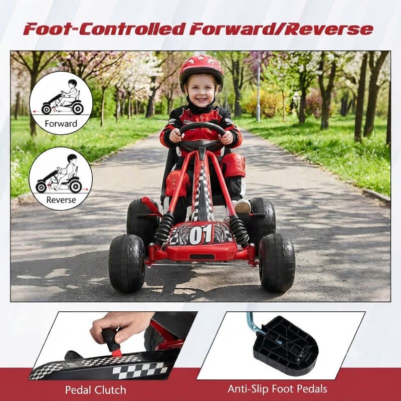 4 Wheel Pedal Go Kart for Kids with Adjustable Seat and All Terrain Wheels image number 4
