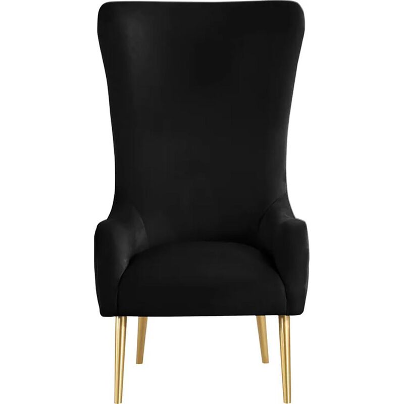 Best Master Furniture Venetian Black Tufted Velvet High Back Armchairs