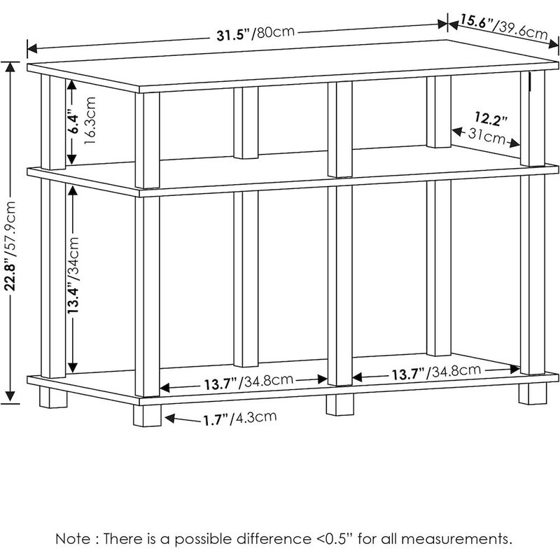 Furinno Romain Turn-N-Tube TV Stand for TV up to 40 Inch, French Oak/Black