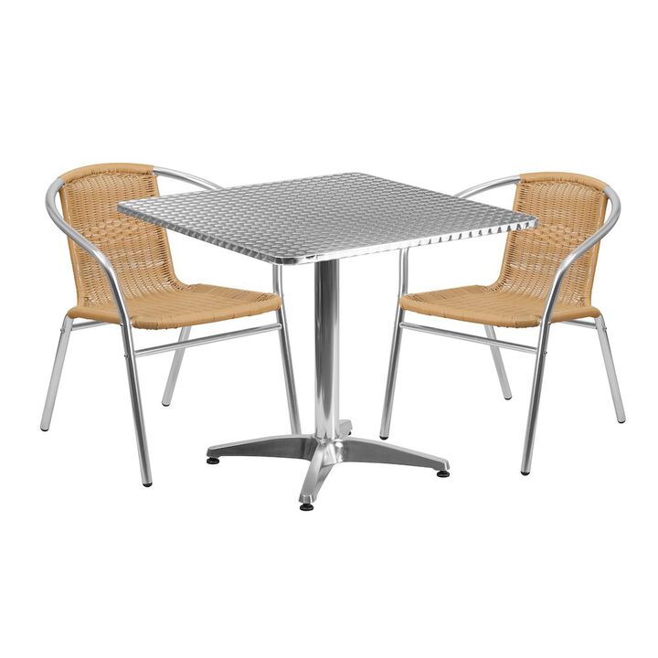 31.5SQ Aluminum Table/2 Chairs