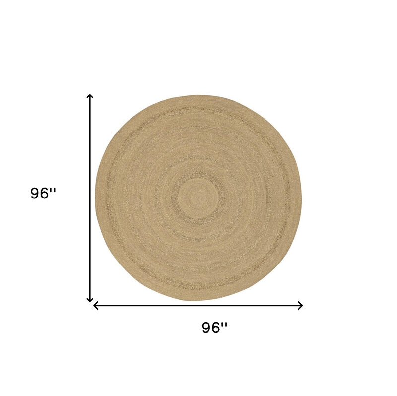 HomeRoots 8' Natural And Brown Round Handmade Indoor Outdoor Area Rug image number 4