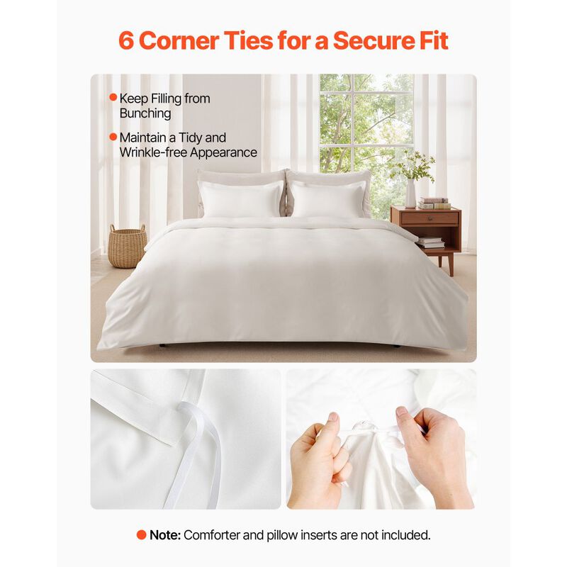 Cotton Duvet Cover Set 3 Pieces with 2 Pillow Shams, Soft Breathable Bedding Set, Zipper Closure image number 4