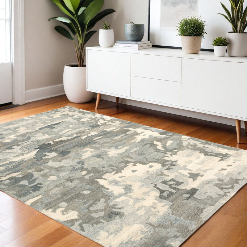 HomeRoots Wool Abstract Hand Tufted Runner Rug image number 1