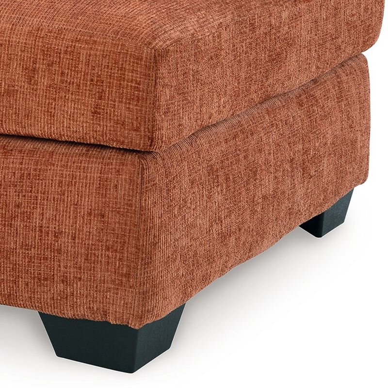 Avie Oversized Accent Ottoman, Burnt Orange Polyester Cushion, 38 Inch - Benzara