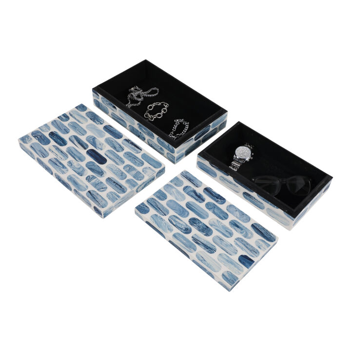 S/2 Oval Print Resin Boxes