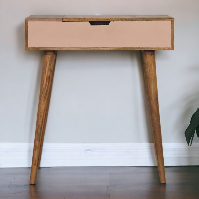 Mini Pink Dressing  Solid  Oak-ish Wood Table