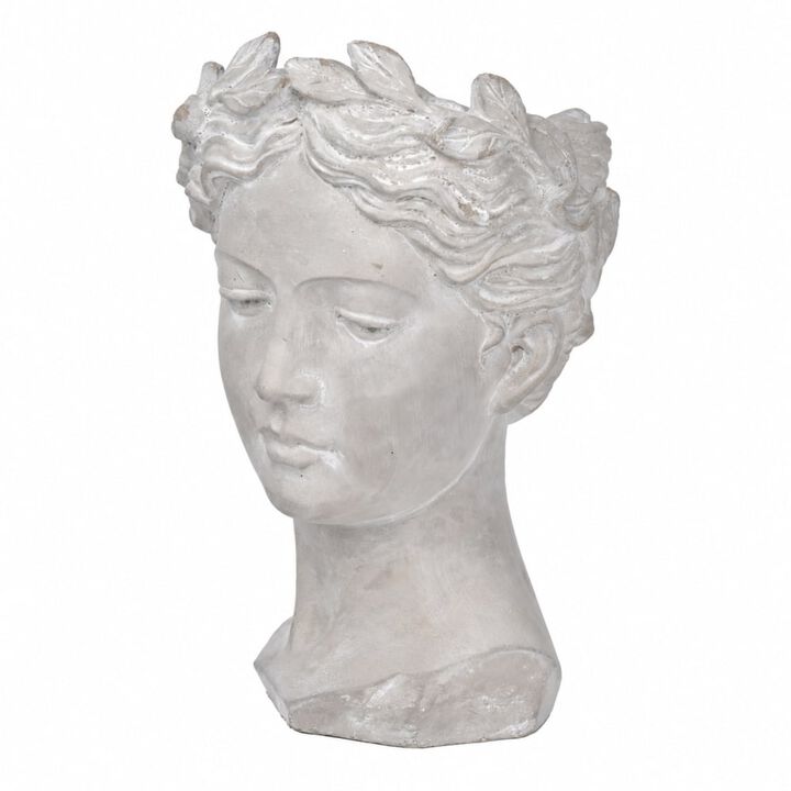 WOW PIONEER Classic Greek Style Cement Head Planter Vase - Indoor Outdoor Home Garden Decor, Dimensions 7.3 x 6.9 x 10.6 Inches