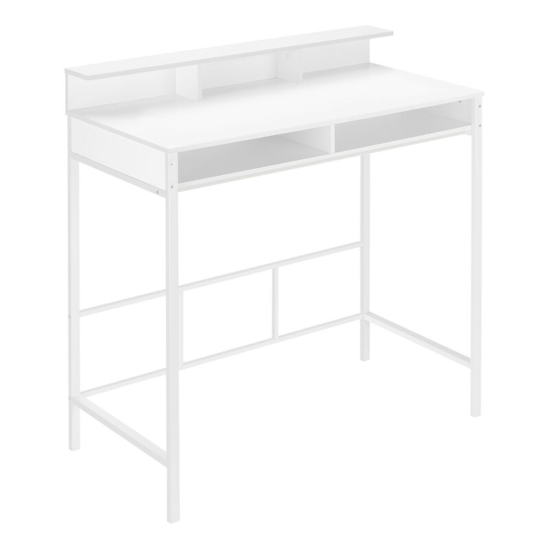 Monarch Specialties I 7701 Computer Desk, Home Office, Standing, Storage Shelves, 48"L, Work, Laptop, Metal, Laminate, White, Contemporary, Modern