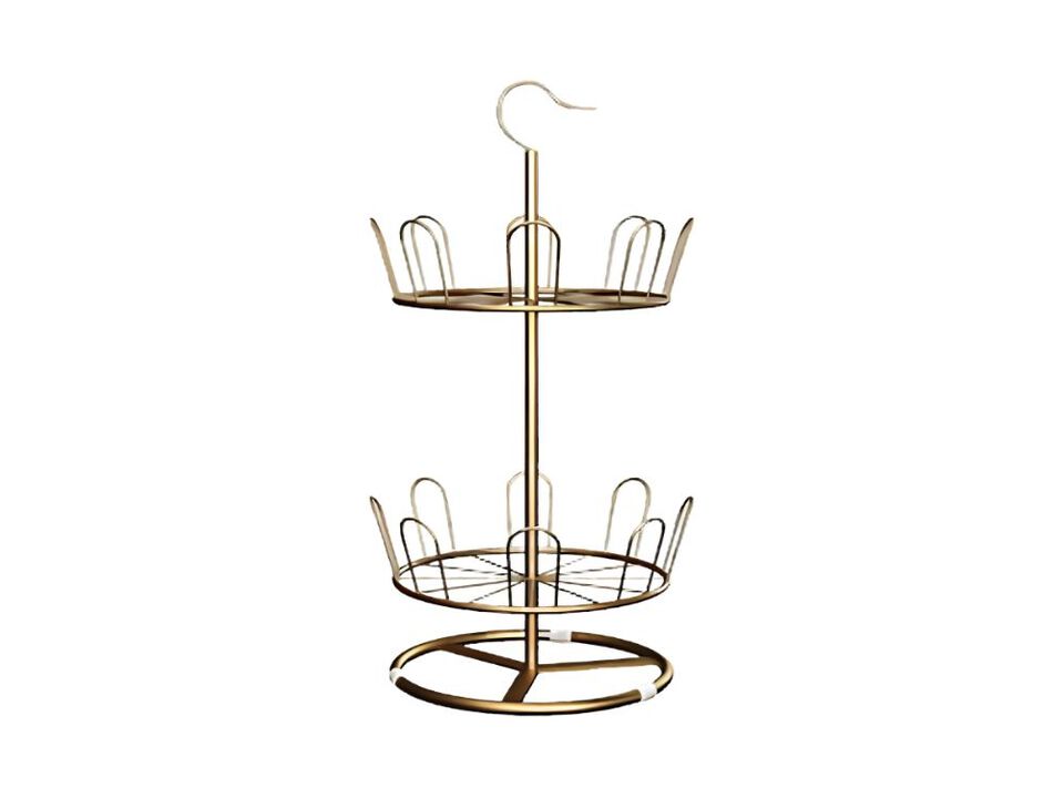 Shoe Organizer 2 Tier Black Revolving Round Iron Tree Rack