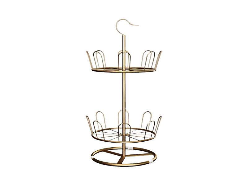 Shoe Organizer 2 Tier Black Revolving Round Iron Tree Rack image number 0