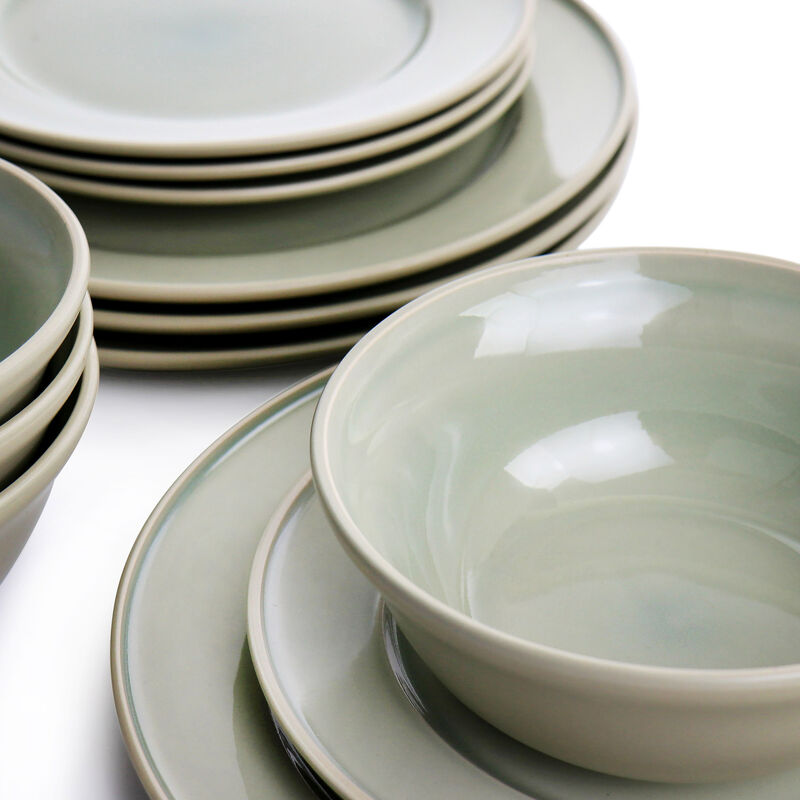 Martha Stewart 12 Piece Reactive Glaze Stoneware Dinnerware Set in Sharkey Grey
