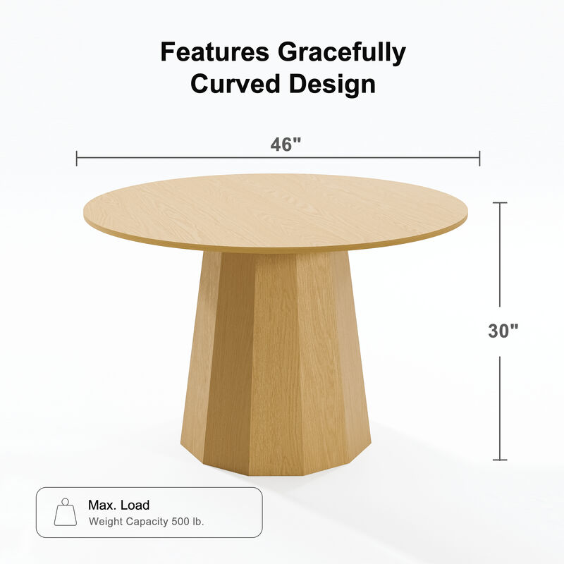 46Inch Straight-Edged Natural Wood Dining Table Seats 4-6 People, Suitable for Living Room and Dining Room