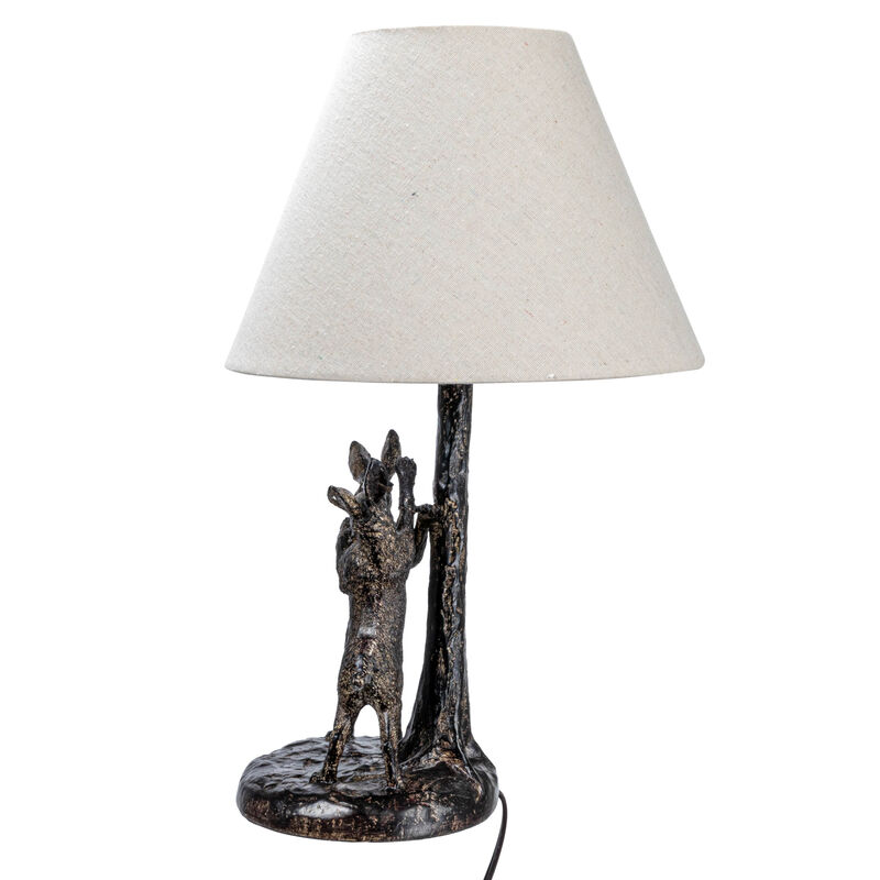 Bunny Rabbit Table Lamp with Linen Empire Shade, Brown and Natural image number 5