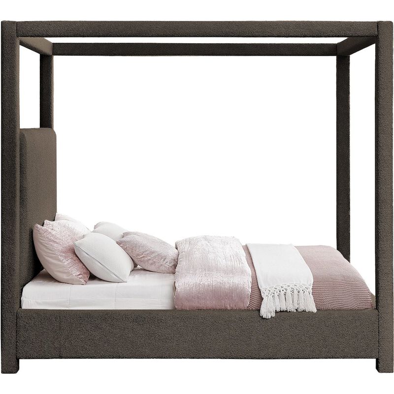 Meridian Furniture Eden Brown Boucle Fabric Queen Bed
