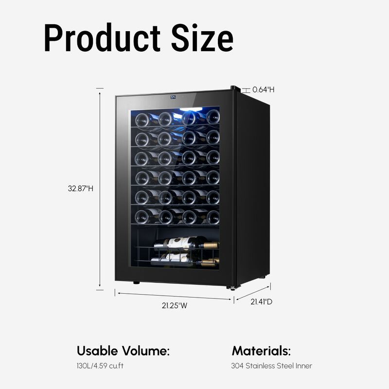 Wine Refrigerator Cooler, 46 Bottle Small Wine Fridge, Mini Freestanding Wine Cellars for Home, Office image number 7