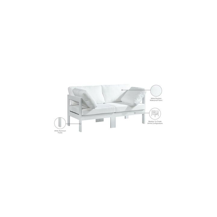 Meridian Furniture Nizuc White Water Resistant Fabric Outdoor Patio Modular Sofa
