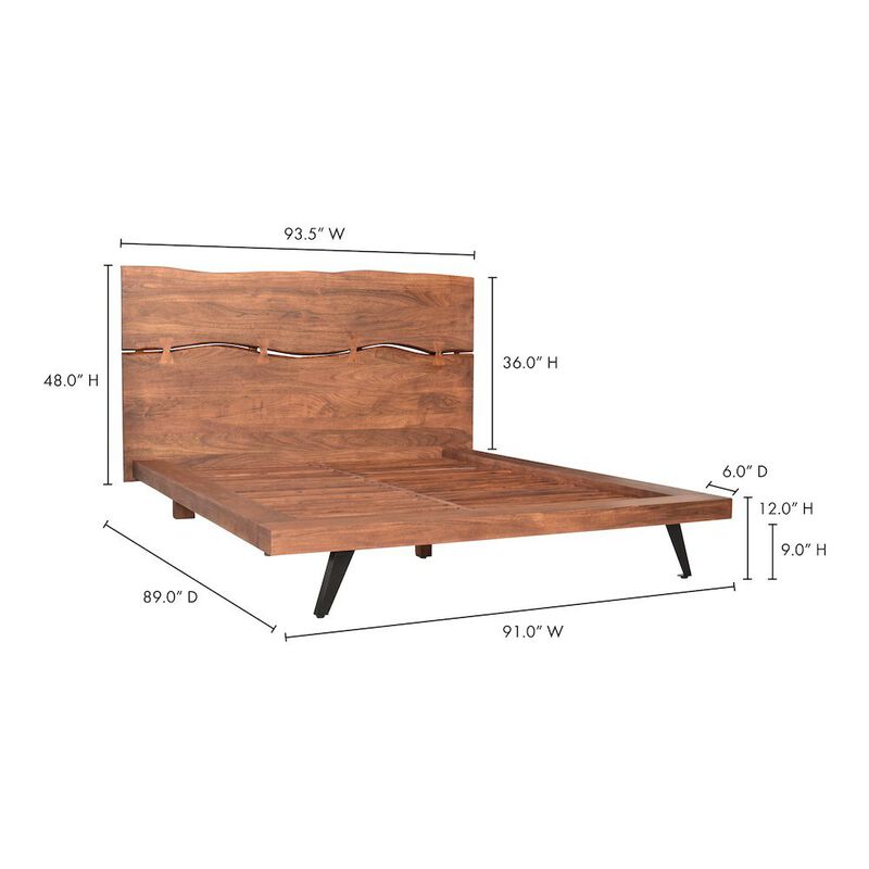 Starlight Canyon Home Solid Acacia King Bed Frame and Headboard with Steel Legs, Wooden Bed Frame image number 5