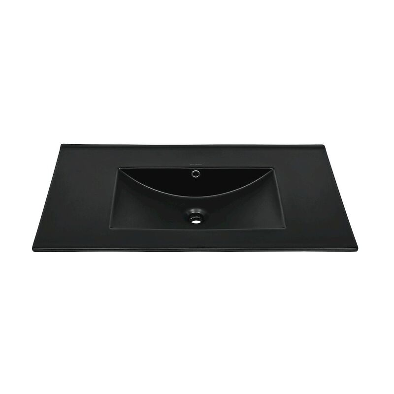 36" Zero Hole Vanity Sink Top in Glossy Black image number 1