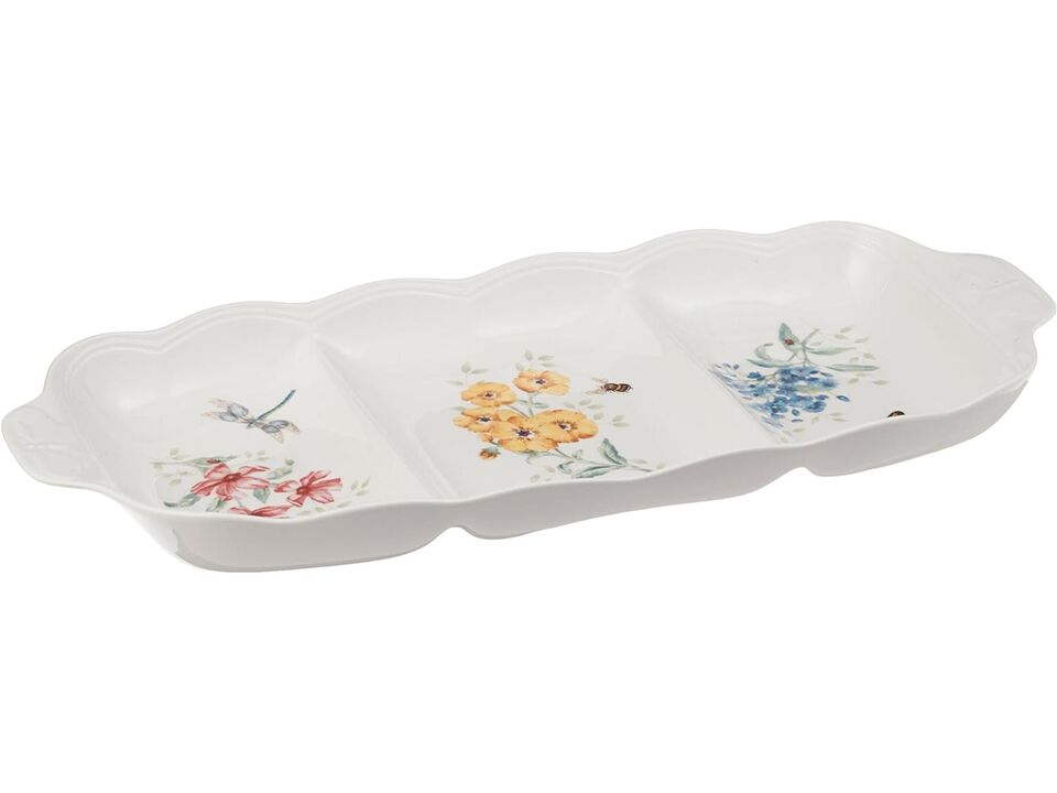 Lenox Butterfly Meadow 3 Part Divided Serving Tray, 2.30 LB