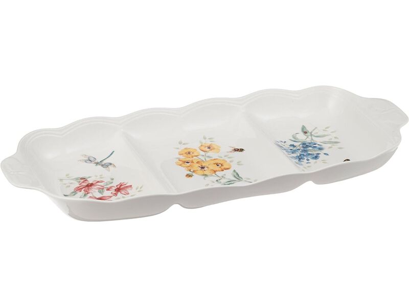 Lenox Butterfly Meadow 3 Part Divided Serving Tray, 2.30 LB image number 0