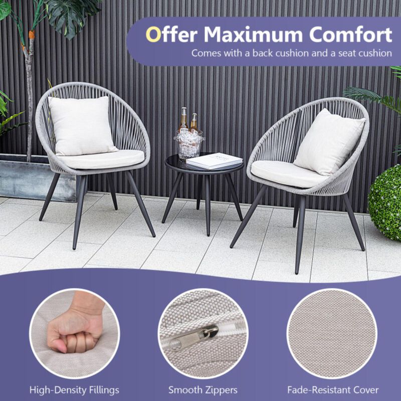 Hivvago 3 Piece Patio Furniture Set with Seat and Back Cushions