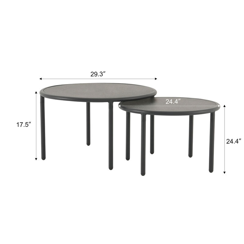Rust-Proof Nesting Tables 2Pcs, Waterproof Outdoor Side Tables, Space-Saving image number 3