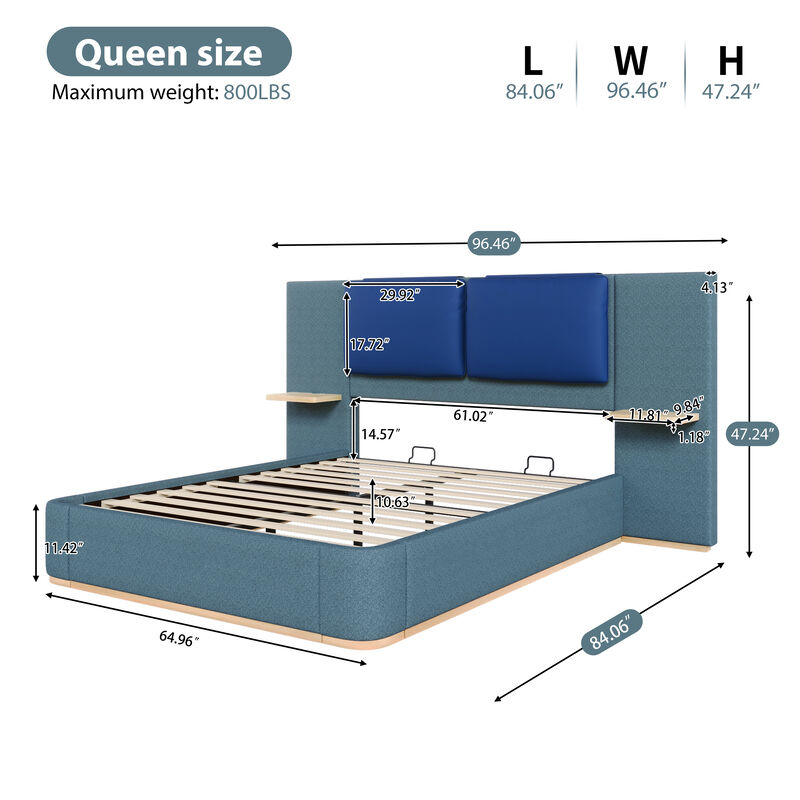 Merax Upholstered Bed Frame with Side Shelves
