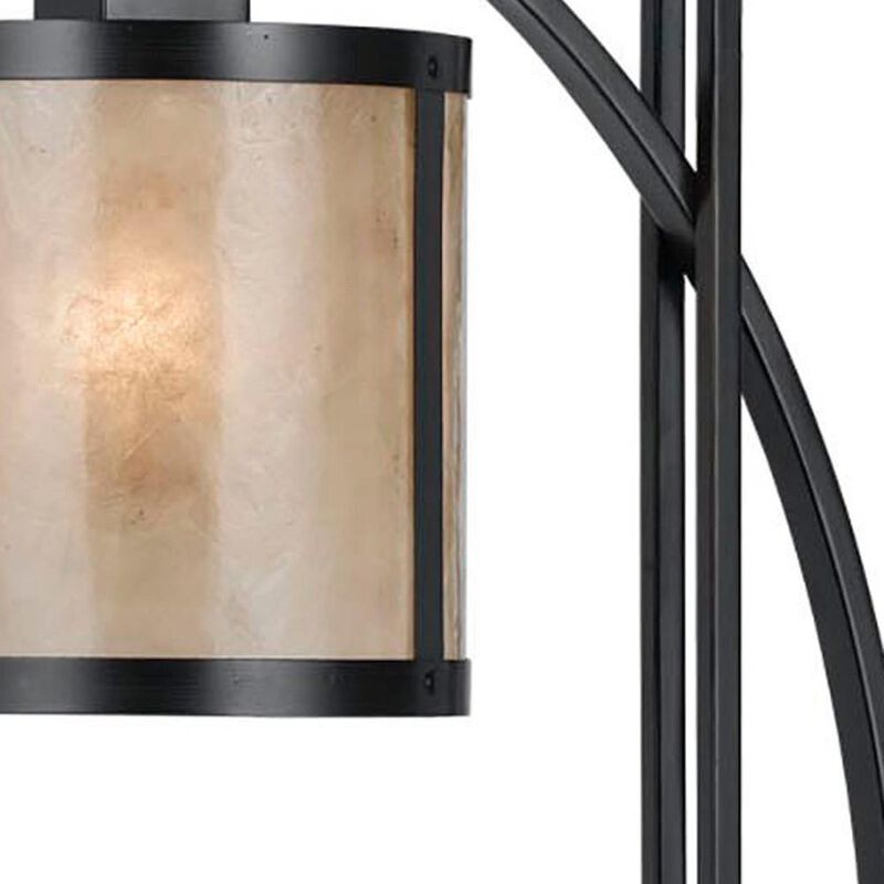 Hivvago 26" Black Metal Lantern Table Lamp With White Drum Shade