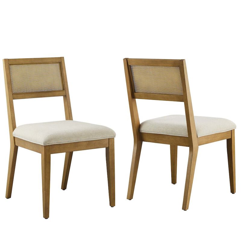 Nimba Faux Rattan Fabric Dining Chairs Set of 2 image number 0
