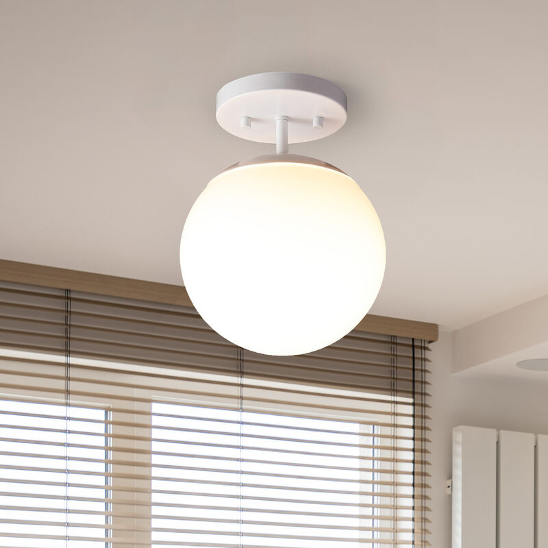 Marcel 1-Light Bohemian Farmhouse Iron/Frosted Glass LED Semi Flush Mount