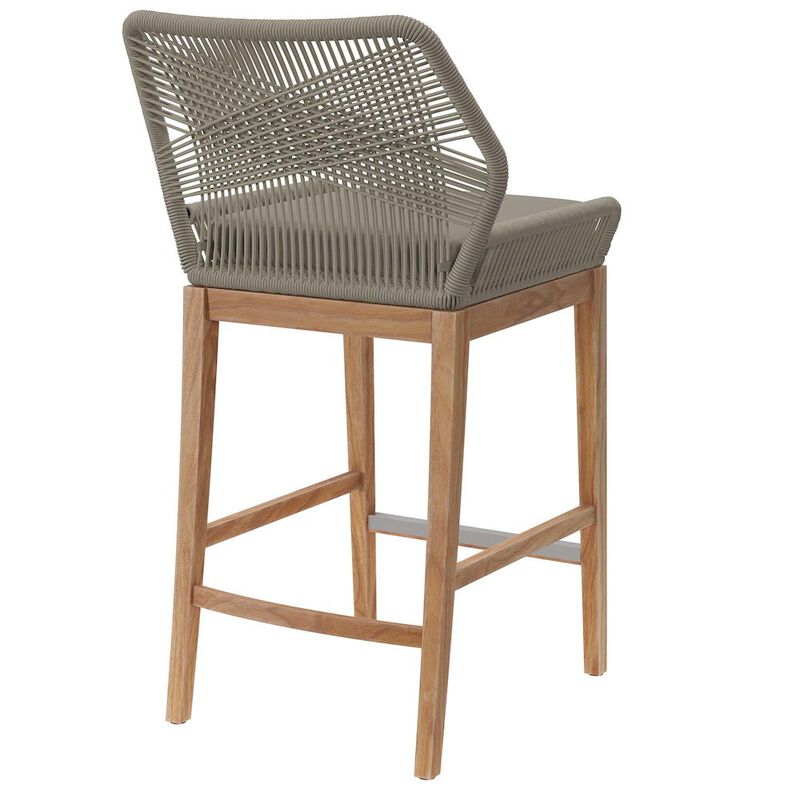 Wellspring Outdoor Patio Teak Wood Bar Stool image number 3