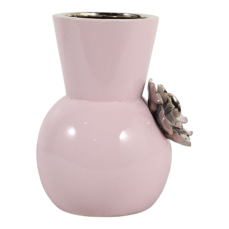 9x7" Flower Applique Vase, Blush/white image number 3