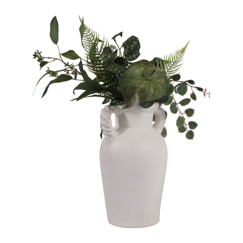 14x9" Twisted Handle Terracotta Vase, White image number 1