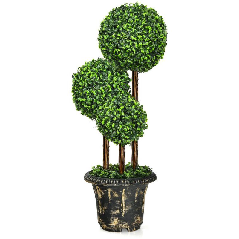 Hivvago Artificial Topiary Triple Ball Tree for Indoor and Outdoor