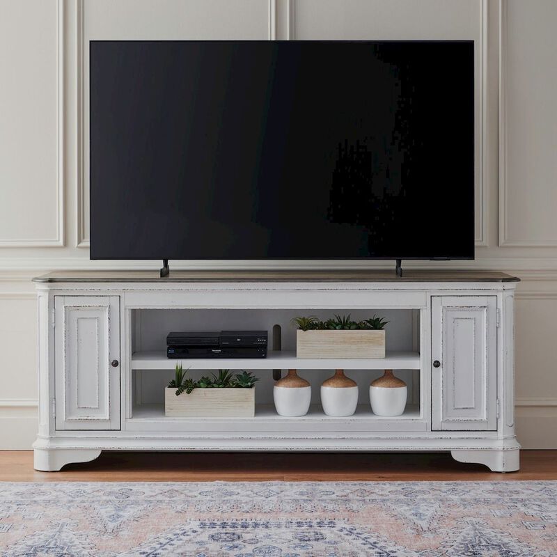 Liberty Furniture Magnolia Manor 82 Inch TV Console  - Antique White & Weathered Bark image number 8