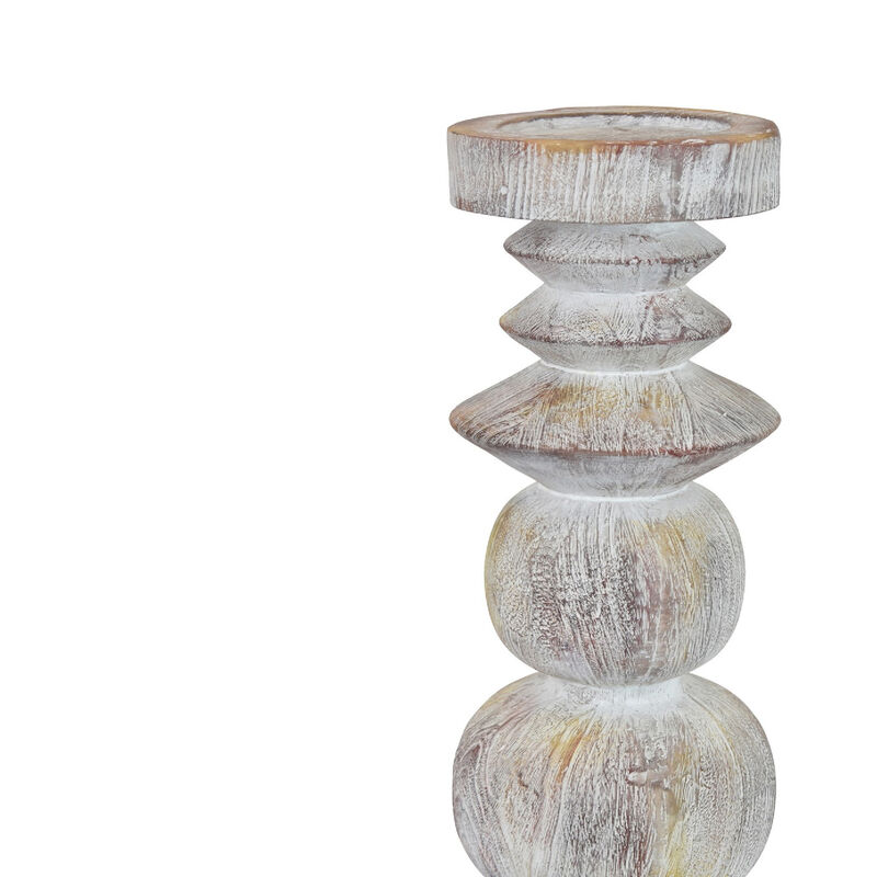 Josi Tabletop D&eacute;cor Candle Holder, Sculpted Turned Resin image number 4