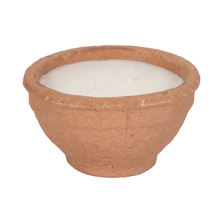6" 14 Oz Santal & Spruce Bowl Candle, Terracotta