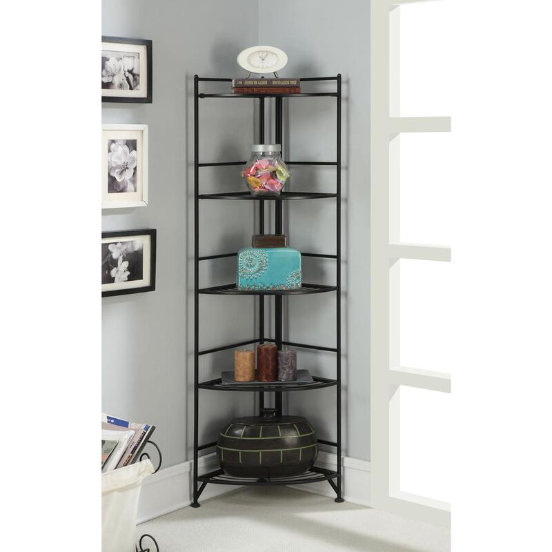 Convience Concept, Inc. Xtra Storage 5 Tier Folding Metal Corner Shelf Black