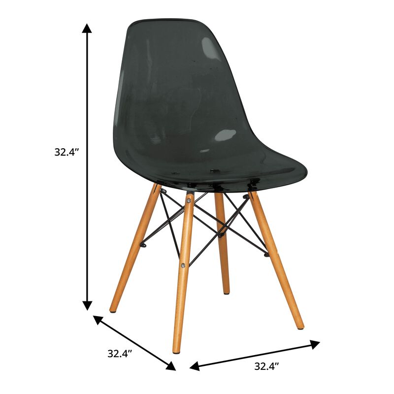 LeisureMod Dover Plastic Molded Dining Side Chair, Set of 4