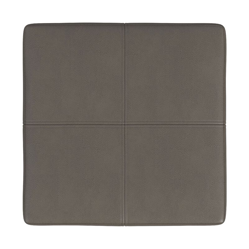 Kai Ottoman Footstool, Gray Faux Leather, Black Metal, 18 Inch Square image number 3
