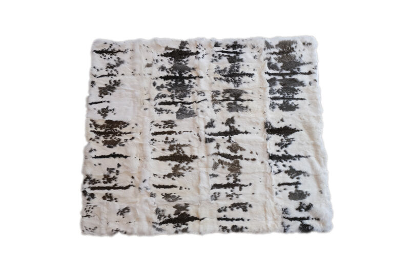 HomeRoots 50" X 60" Brown And White Rabbit Fur Plush Throw Blanket image number 0