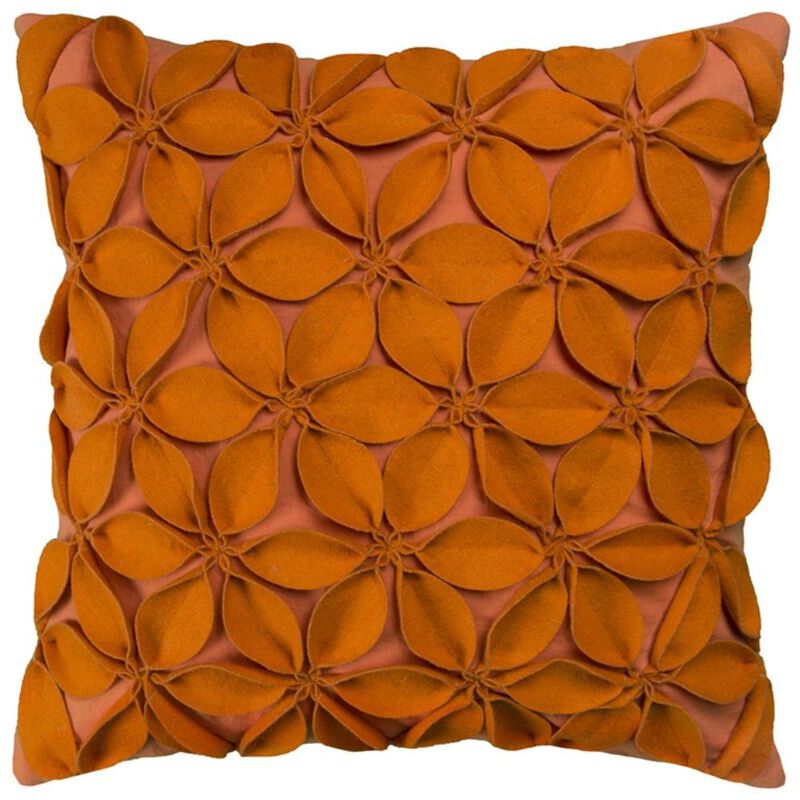 Homezia Orange Pinwheel Floral Petal Throw Pillow