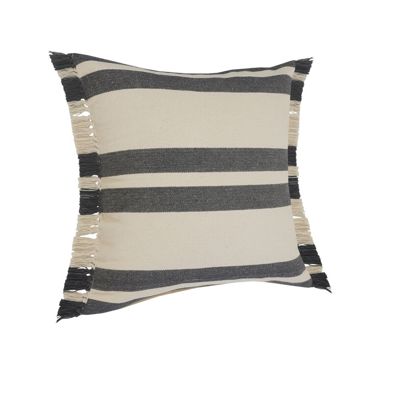 100% Cotton Striped Cushion Pillow &ndash; Zippered Cover for Stylish Decor