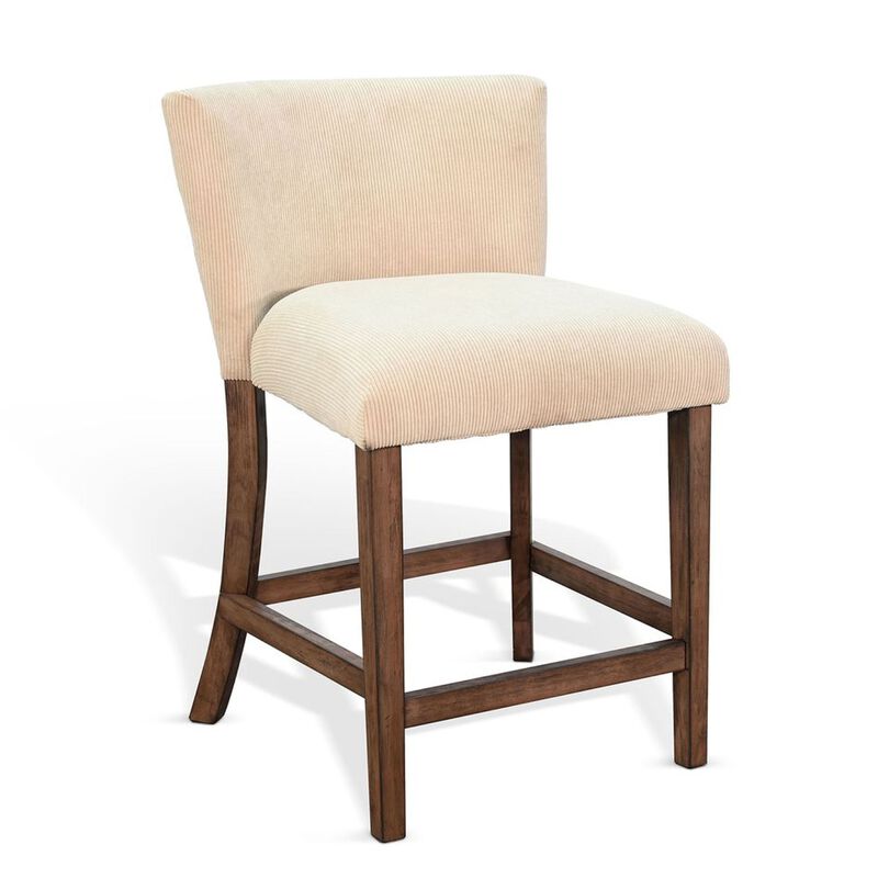 Giby Counter Stool Chair Set of 2, Beige, Dark Brown Solid Mahogany image number 0