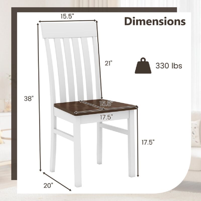 Kitchen Dining Chairs Set of 2, Armless Chairs with Slatted High Backrests image number 2
