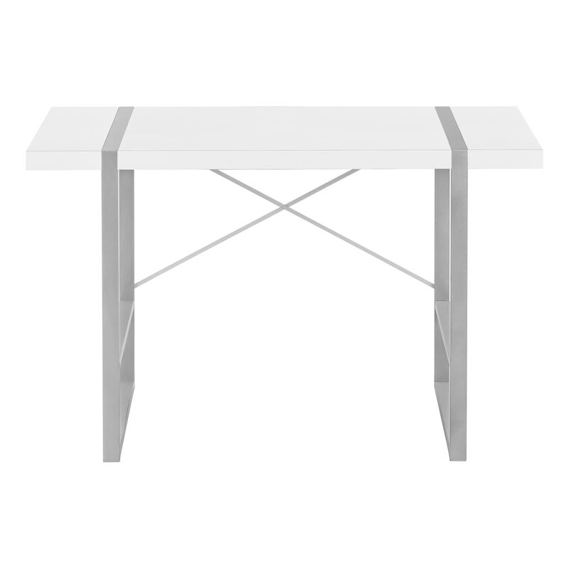 Monarch Specialties I 7663 Computer Desk, Home Office, Laptop, 48"L, Work, Metal, Laminate, White, Grey, Contemporary, Modern