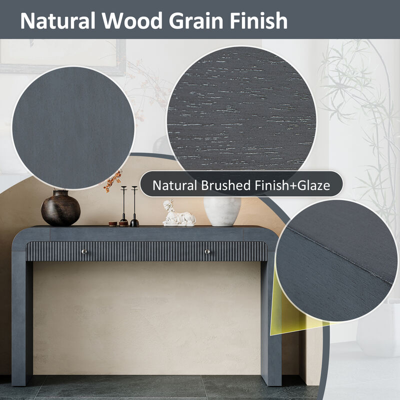 Merax Rustic Console Table with Fluted Drawer Front