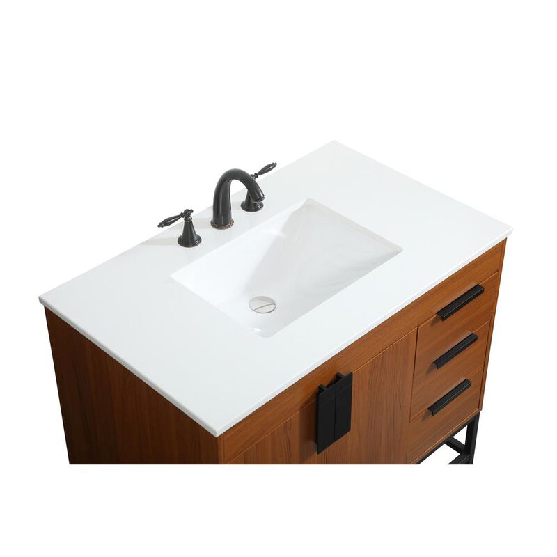 Elegant Kitchen and Bath 36 inch Single bathroom vanity in teak
