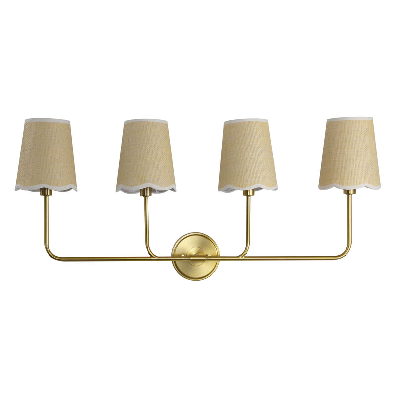 Lila Traditional Coastal Scalloped Fabric Shade/Metal LED Vanity Light